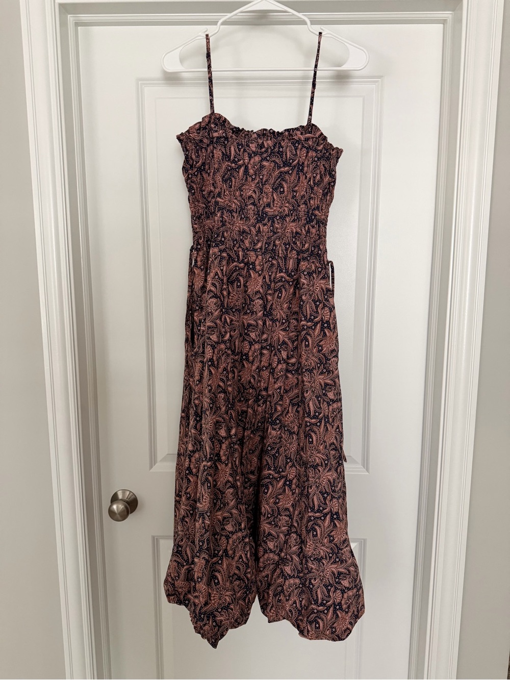 Madewell Smocked bubble hem Midi Dress in paisley/ berry/ brown - Picture 12 of 14